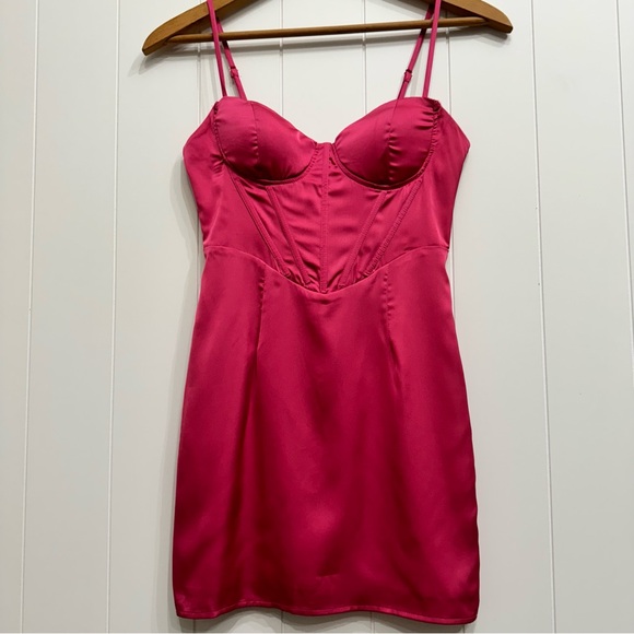 That’s So Fetch Saige Bodycon Corset Mini Dress Hot Pink Size 4 Small - Picture 2 of 14